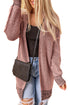 Plaid Knitted Long Open Front Cardigan